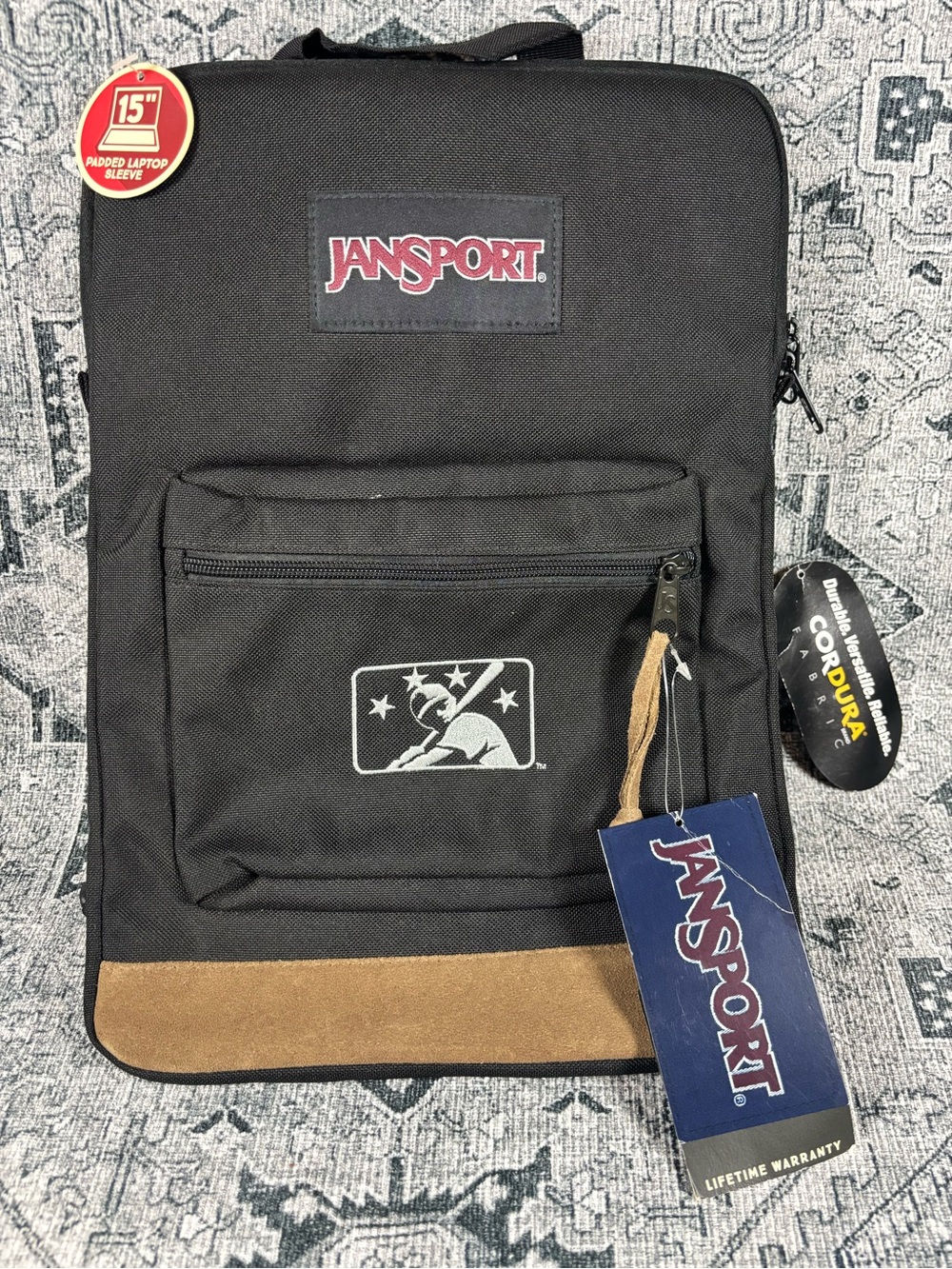 NWT JanSport Right Pack Laptop Sleeve Backpack Black with Baseball Logo